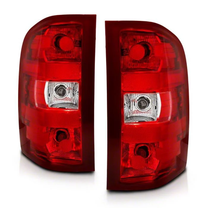 Euro Style Tail Lights; Chrome Housing; Red/Clear Lens (07-13 Silverado 1500)