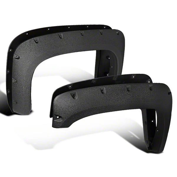 Rivet Style Fender Flares; Front and Rear; Textured Black (07-13 Silverado 1500 w/ 6.50-Foot Standard & 8-Foot Long Box)