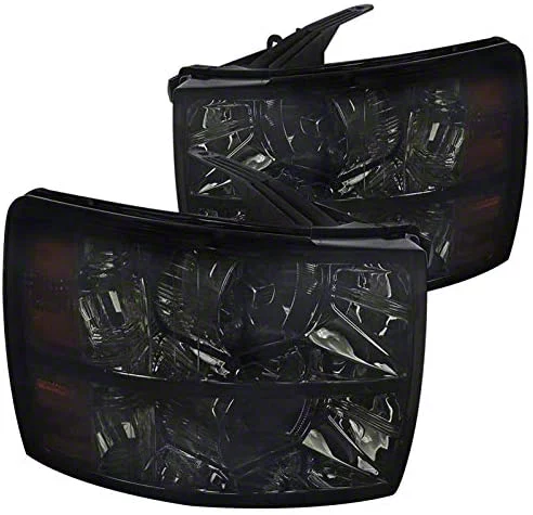Factory Style Headlights; Chrome Housing; Smoked Lens (07-13 Silverado 1500)