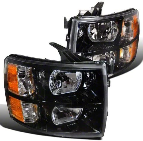 Headlight; Euro; Black (07-13 Silverado 1500)