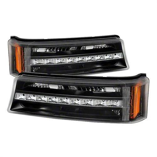 LED Bumper Lights; Black (03-06 Silverado 1500)