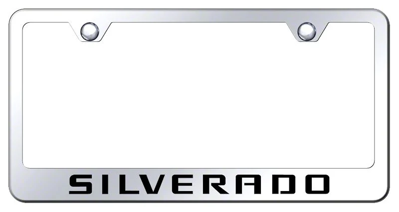 Silverado Laser Etched License Plate Frame (Universal; Some Adaptation May Be Required)