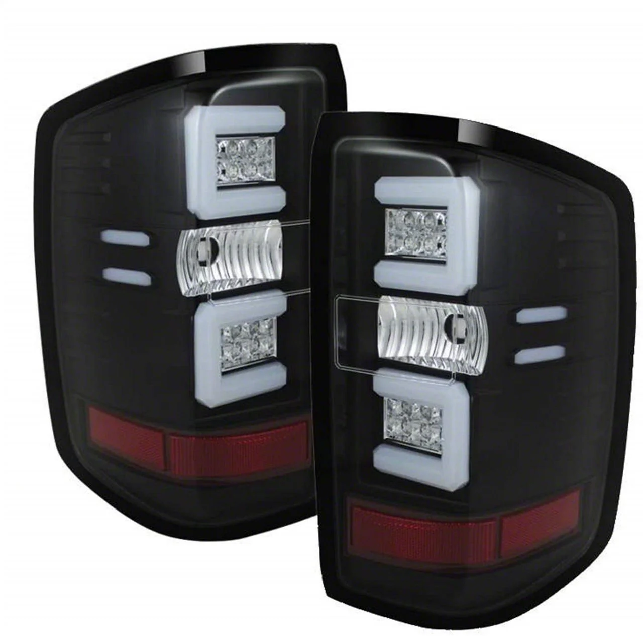 Light Bar LED Tail Lights; Black Housing; Clear Lens (14-18 Silverado 1500 w/ Factory Halogen Tail Lights)