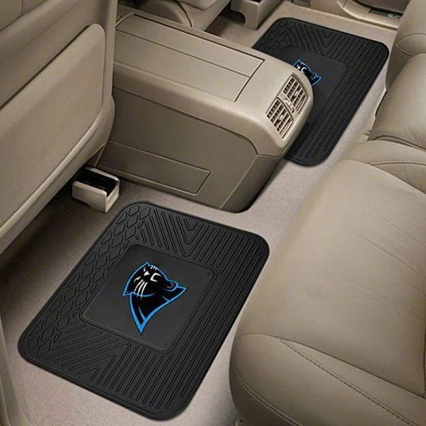 Molded Rear Floor Mats with Carolina Panthers Logo (Universal; Some Adaptation May Be Required)