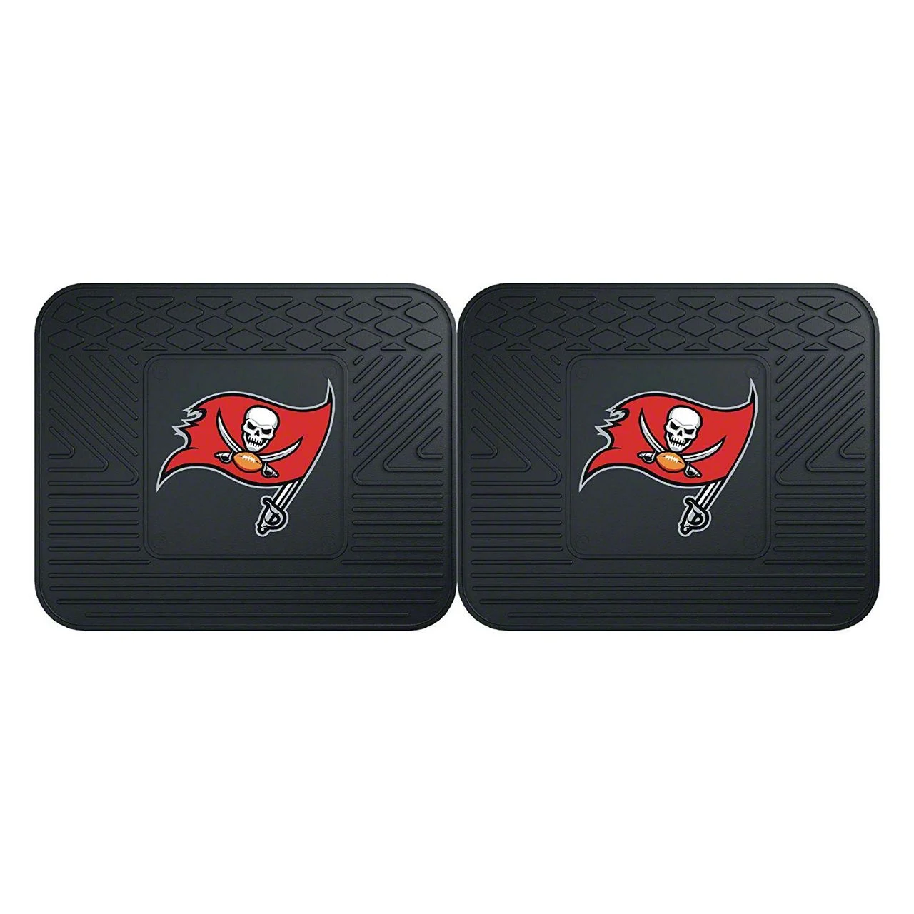 Molded Rear Floor Mats with Tampa Bay Buccaneers Logo (Universal; Some Adaptation May Be Required)