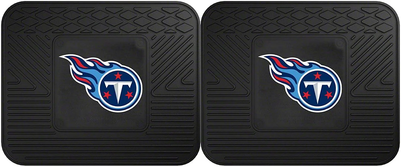 Molded Rear Floor Mats with Tennessee Titans Logo (Universal; Some Adaptation May Be Required)