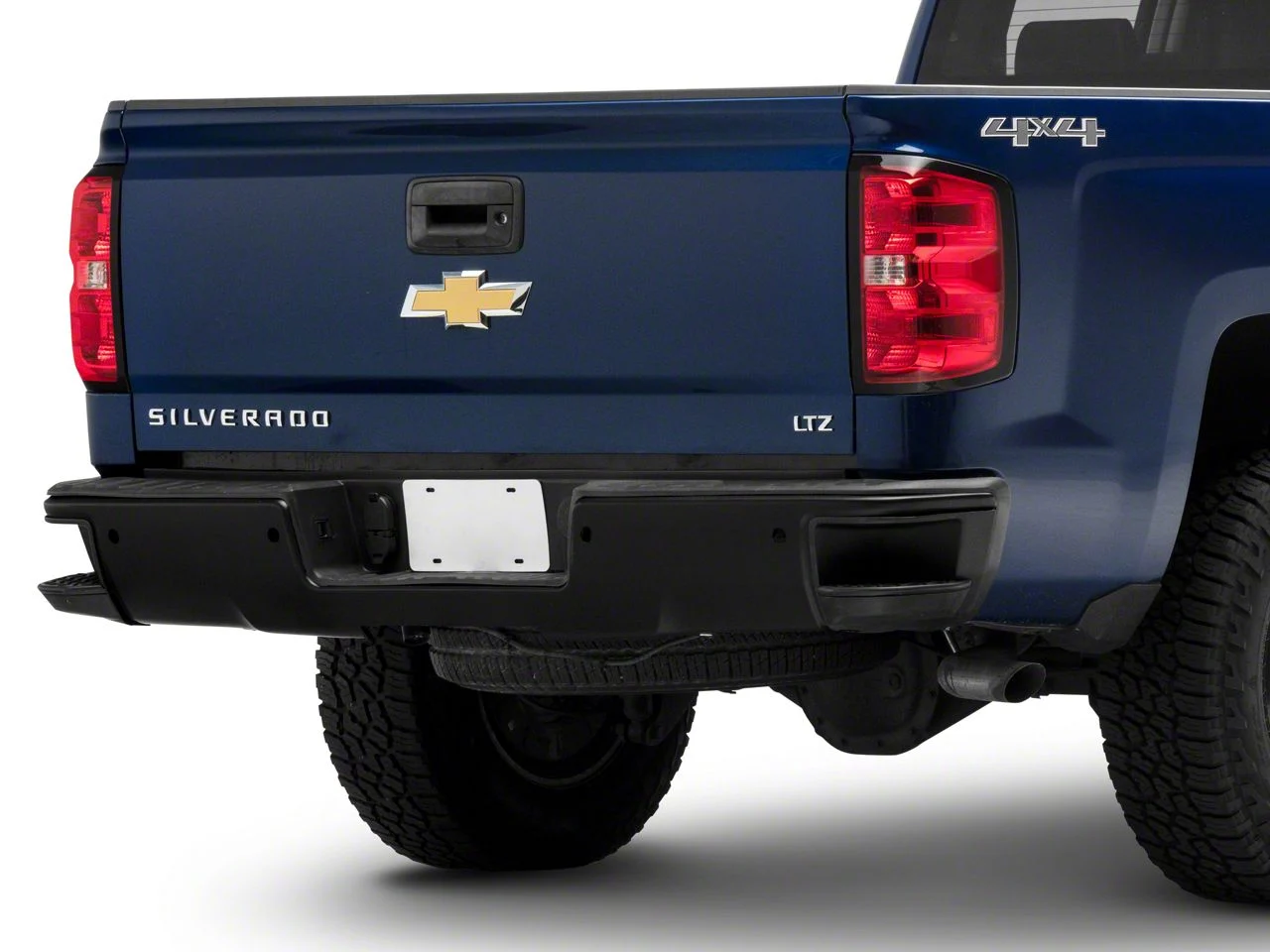 OEM Style Steel Rear Bumper Shell; Pre-Drilled for Backup Sensors; Black (14-18 Silverado 1500)