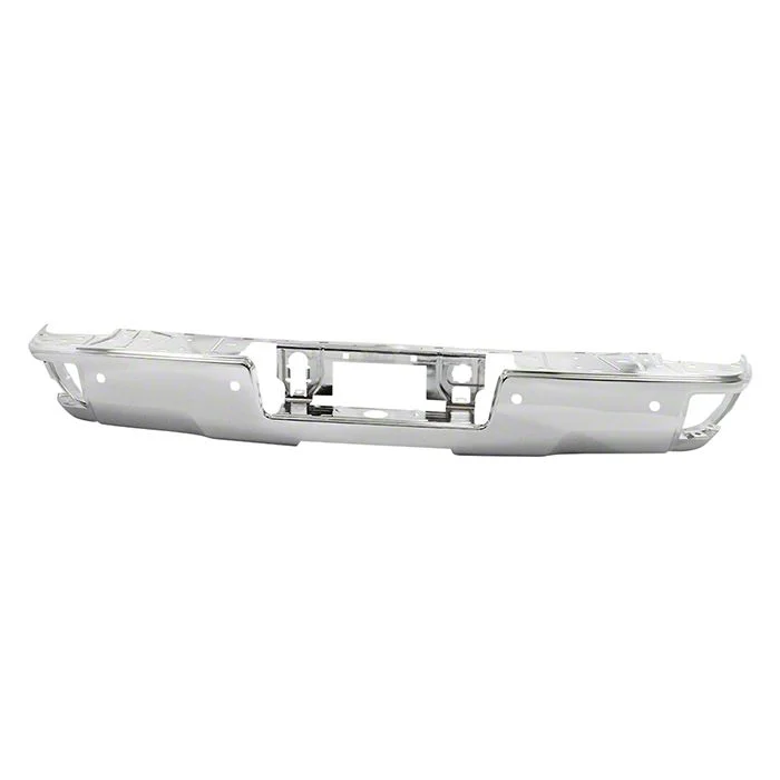 OEM Style Steel Rear Bumper Shell; Pre-Drilled for Backup Sensors; Chrome (14-18 Silverado 1500)