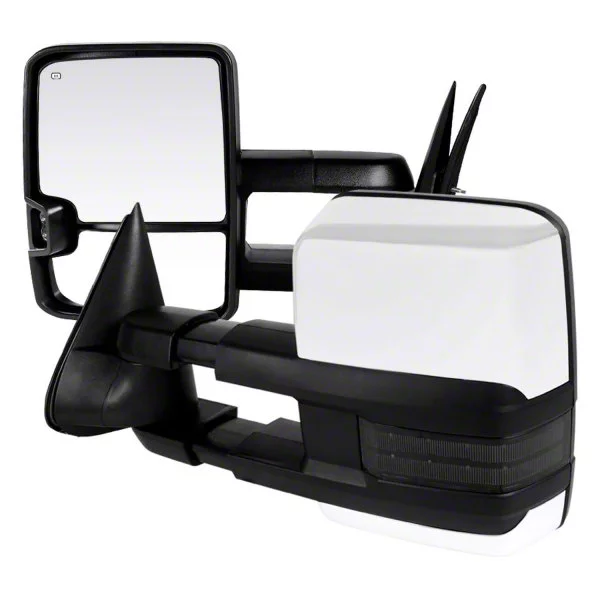 Powered Heated Towing Mirrors with Smoked LED Turn Signals; Chrome (03-06 Silverado 1500)