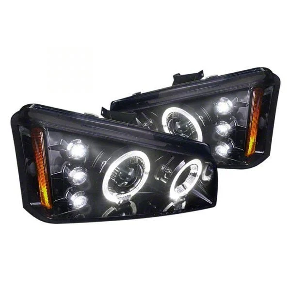 Dual Halo Projector Headlights; Gloss Black Housing; Smoked Lens (03-06 Silverado 1500)
