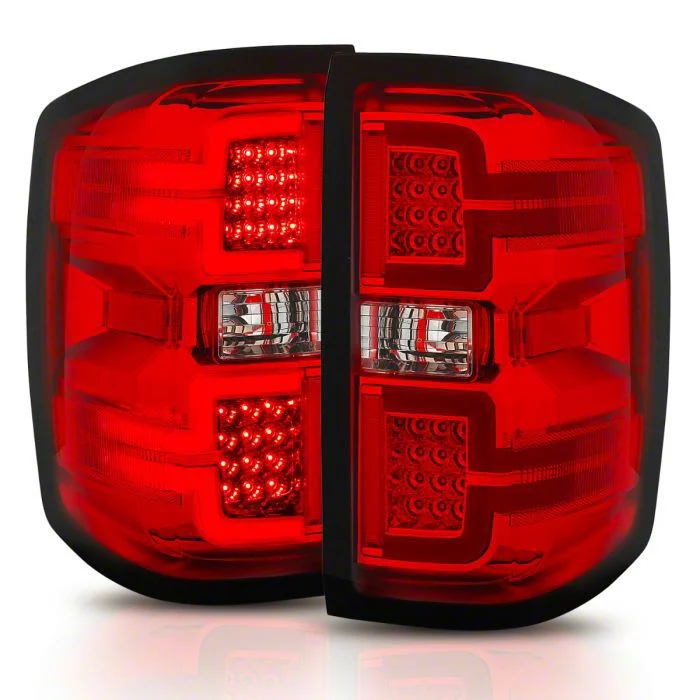Sequential LED Tail Lights; Black Housing; Red Lens (14-18 Silverado 1500 w/ Factory Halogen Tail Lights)
