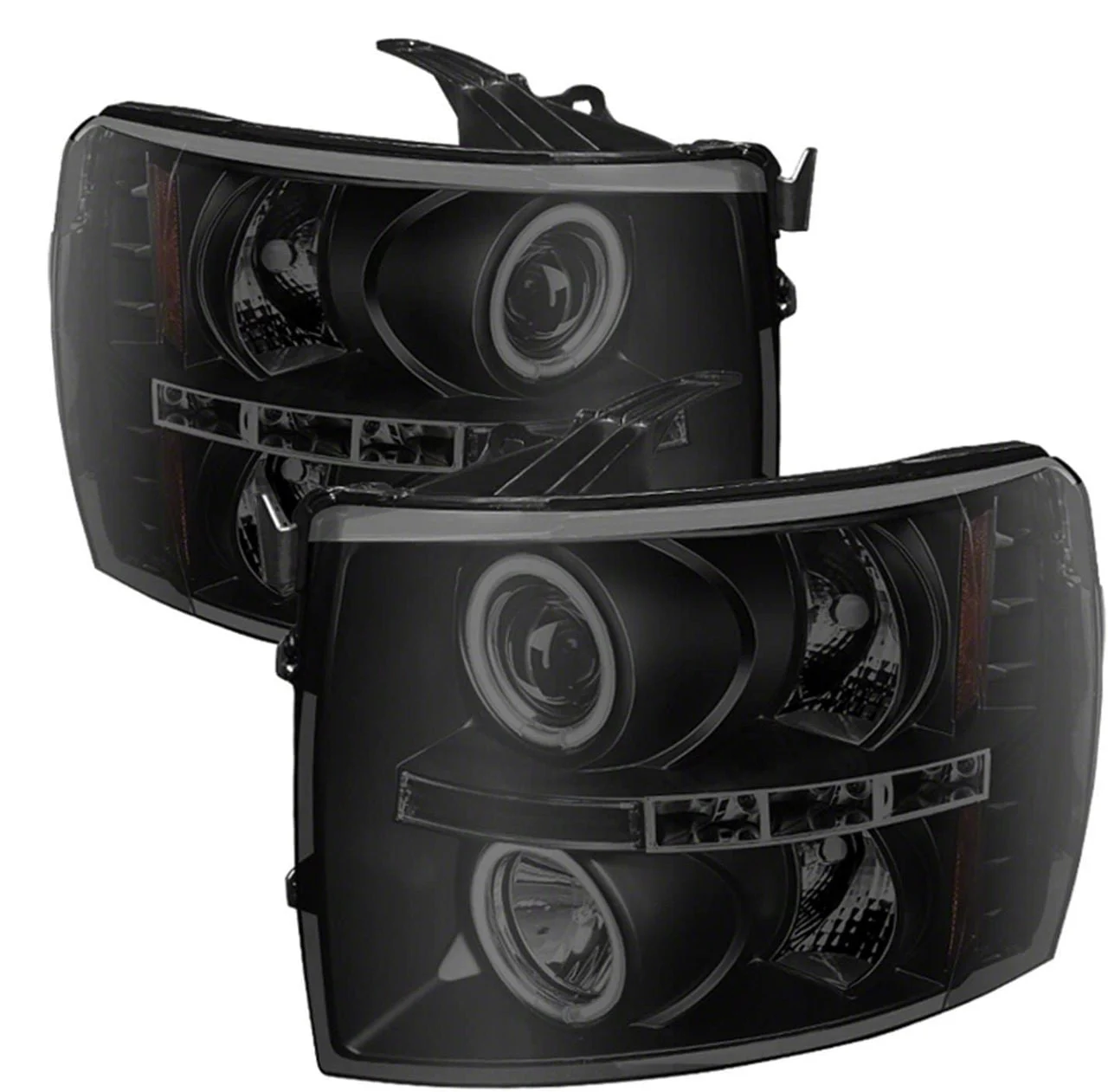 Signature Series CCFL Halo Projector Headlights; Black Housing; Smoked Lens (07-13 Silverado 1500)