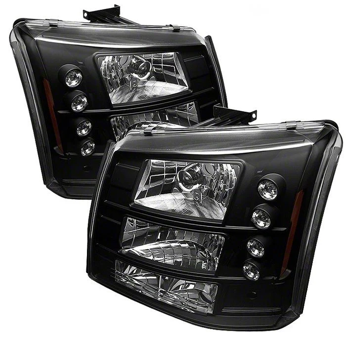Signature Series Crystal Headlights; Black Housing; Clear Lens (03-06 Silverado 1500)