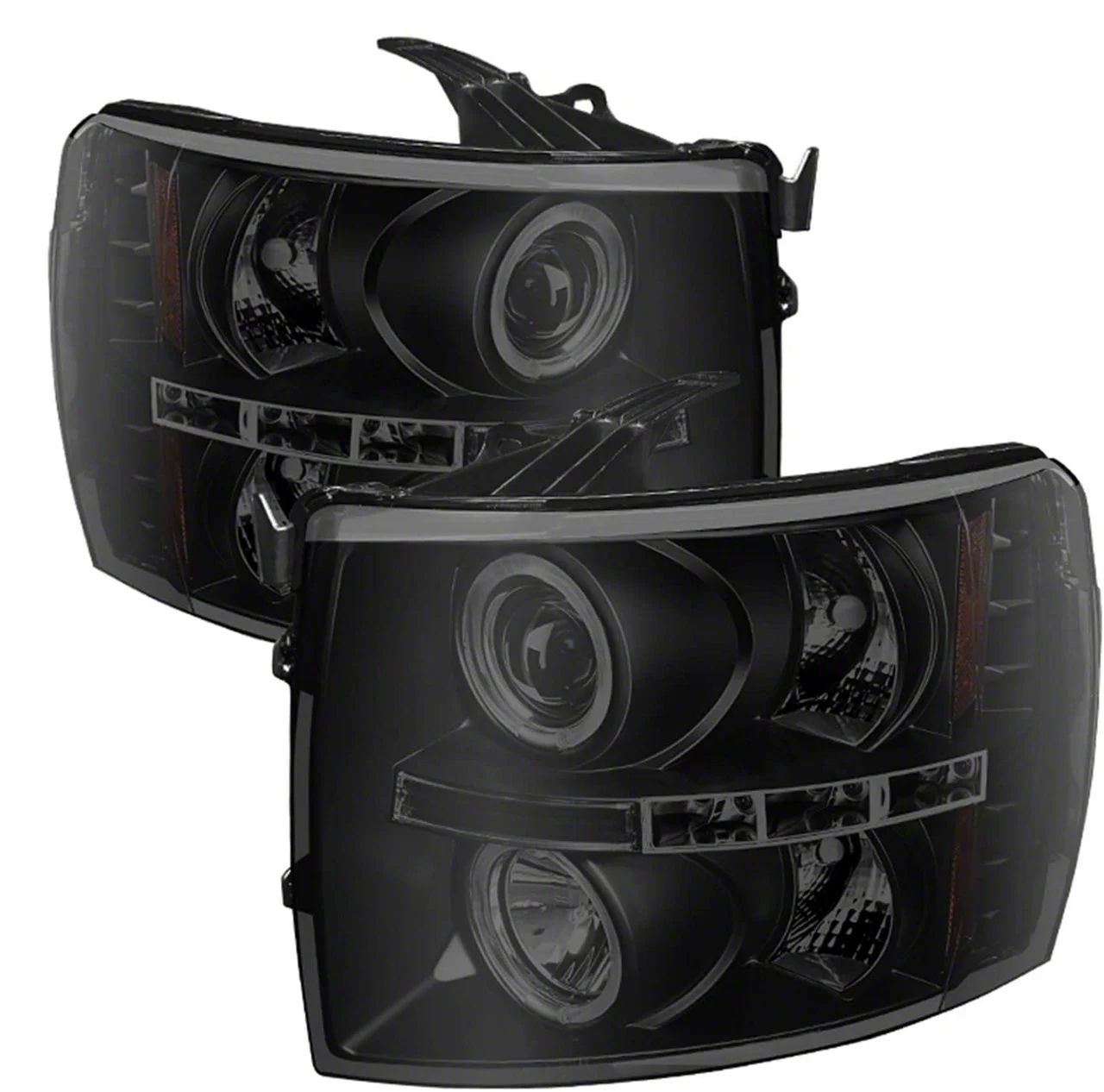 Signature Series LED Halo Projector Headlights; Black Housing; Smoked Lens (07-13 Silverado 1500)