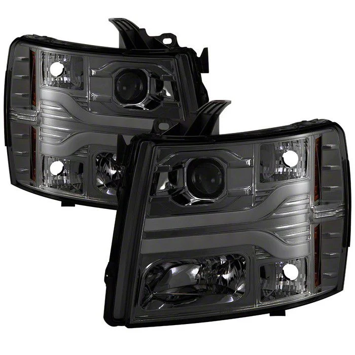 Signature Series Version 3 LED DRL Projector Headlights; Smoke (07-13 Silverado 1500)