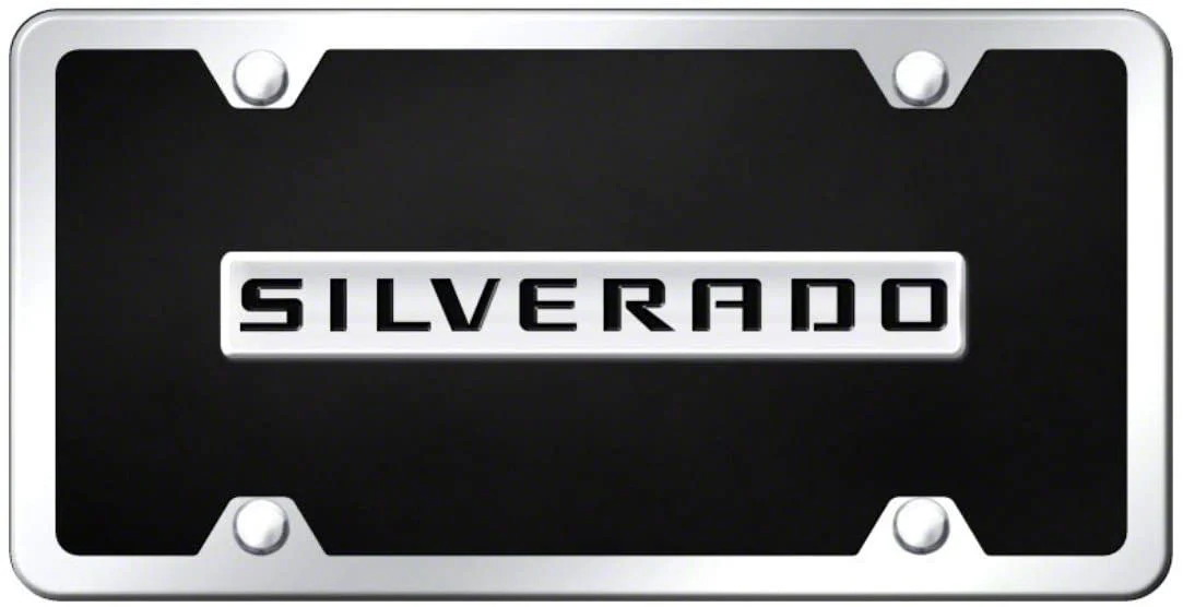 Silverado License Plate; Chrome on Black (Universal; Some Adaptation May Be Required)