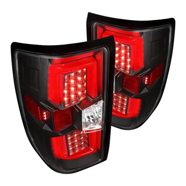 Red Bar LED Tail Lights; Black Housing; Clear Lens (14-17 Silverado 1500 w/ Factory Halogen Tail Lights)
