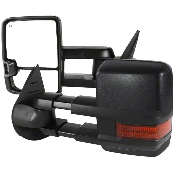 Powered Heated Manual Extendable Towing Mirrors with Amber Turn Signals; Textured Black (07-13 Silverado 1500)