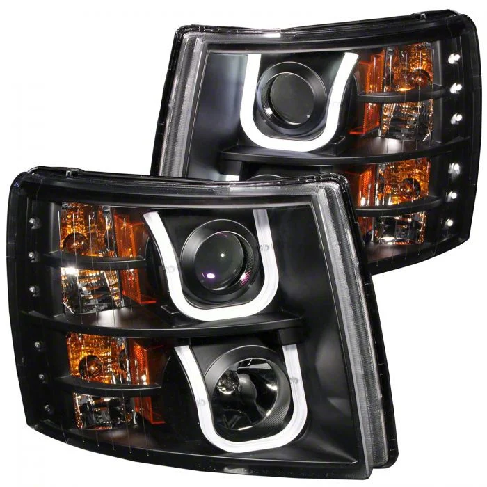 U-Bar Projector Headlights; Black Housing; Clear Lens (07-13 Silverado 1500)