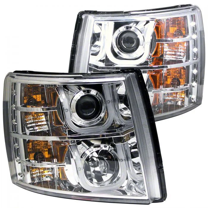 U-Bar Projector Headlights; Chrome Housing; Clear Lens (07-13 Silverado 1500)