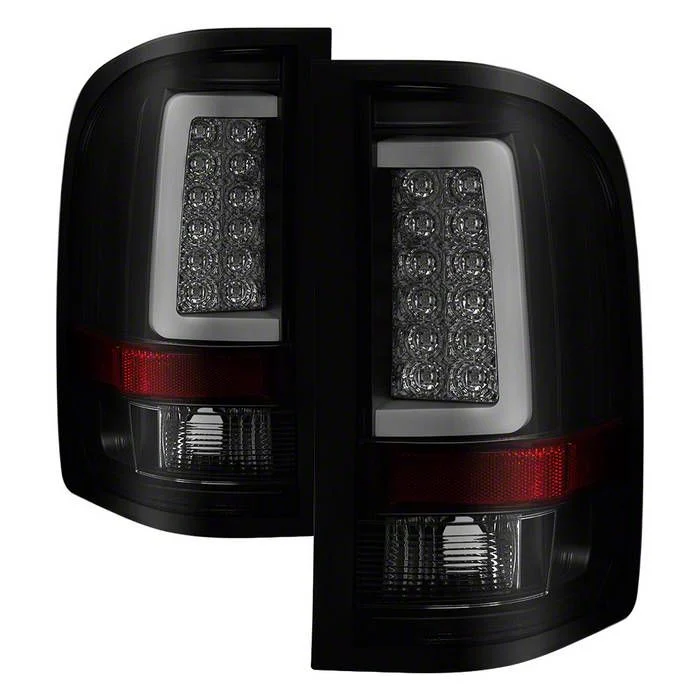 Version 3 Light Bar LED Tail Lights; Black Housing; Smoked Lens (07-13 Silverado 1500)