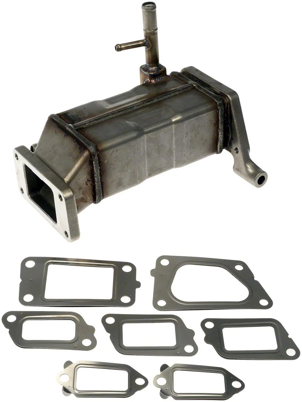 EGR Exhaust Gas Recirculation Cooler; Straight Coolant Outlet Fitting; to EGR Bypass Valve at Rear (13-16 6.6L Duramax Silverado 2500 HD)