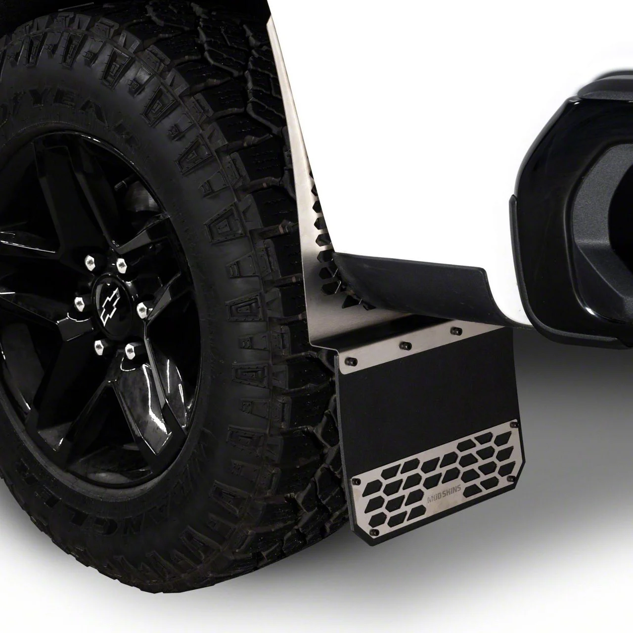 Putco Hex Mud Skins; Brushed; Front (20-26 Silverado 2500 HD)