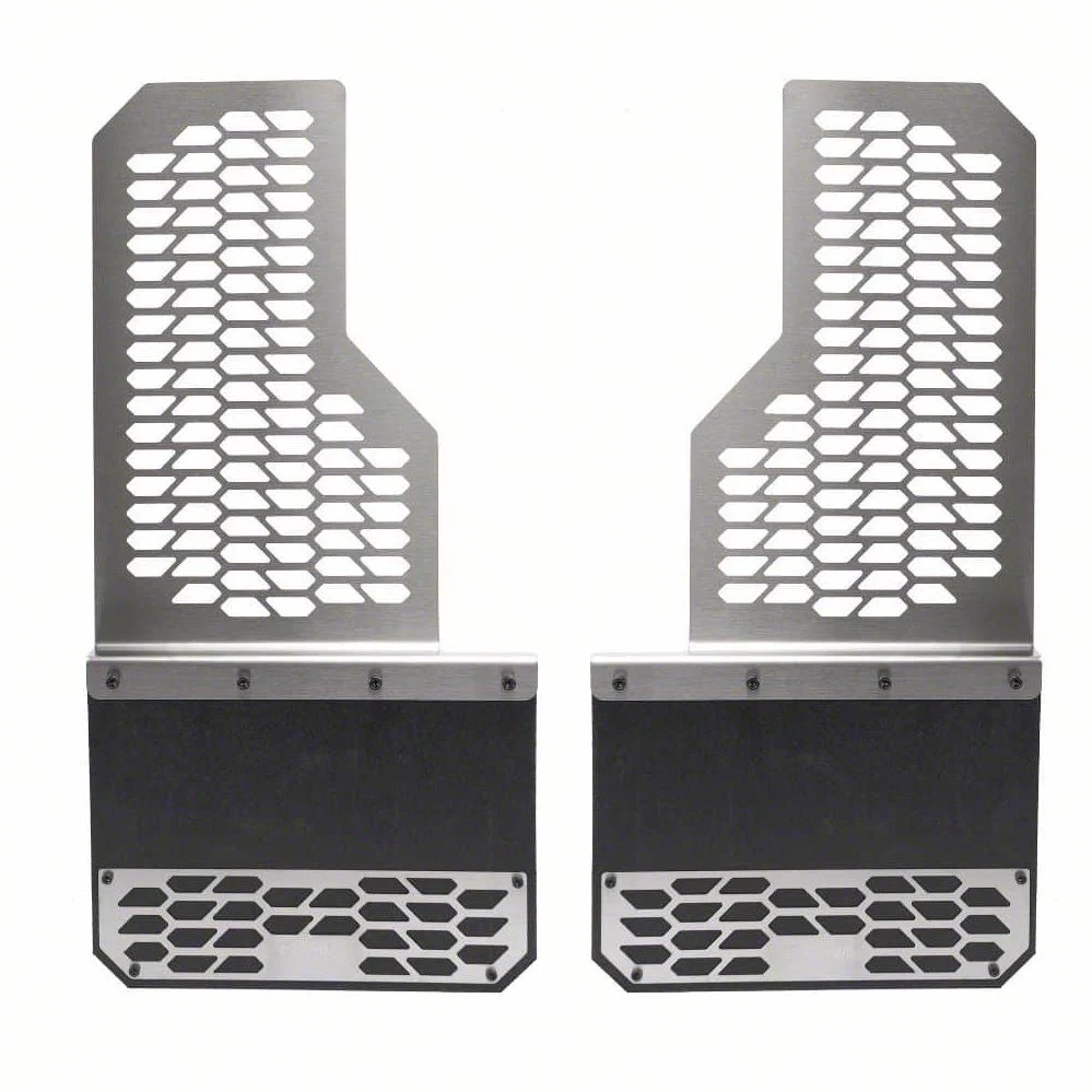Putco Hex Mud Skins; Brushed; Front (15-19 Silverado 2500 HD DRW)