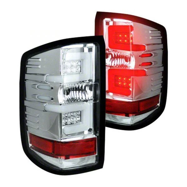 LED Tail Lights; Chrome Housing; Clear Lens (16-19 Silverado 2500 HD w/ Factory LED Tail Lights)