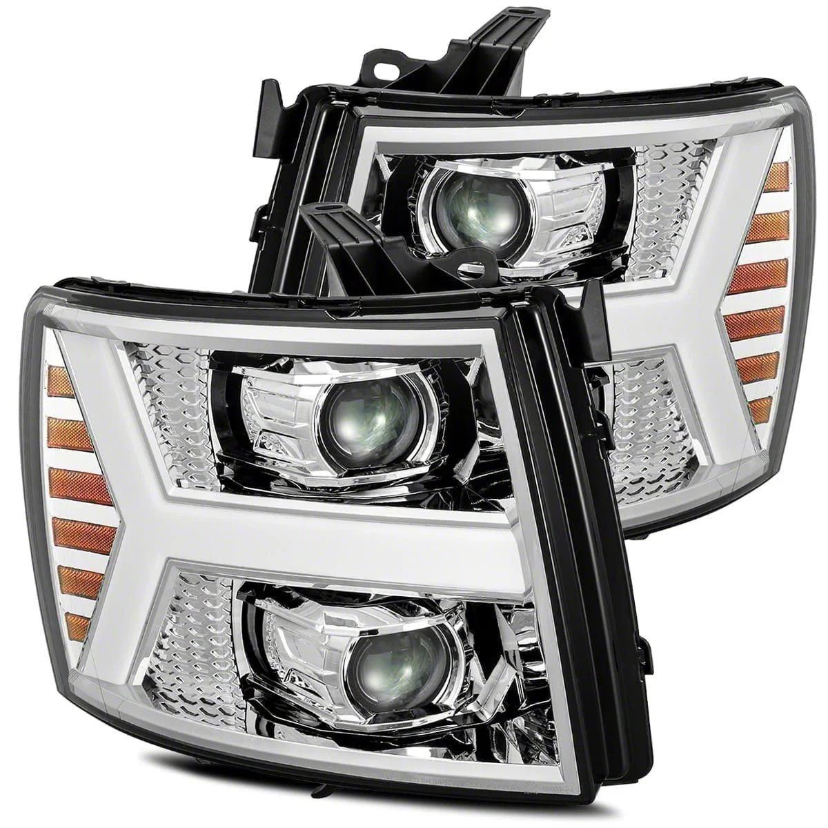 AlphaRex PRO-Series Projector Headlights; Chrome Housing; Clear Lens (07-14 Silverado 2500 HD)
