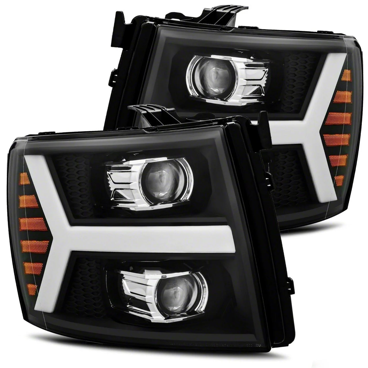 AlphaRex PRO-Series Projector Headlights; Matte Black Housing; Clear Lens (07-14 Silverado 2500 HD)
