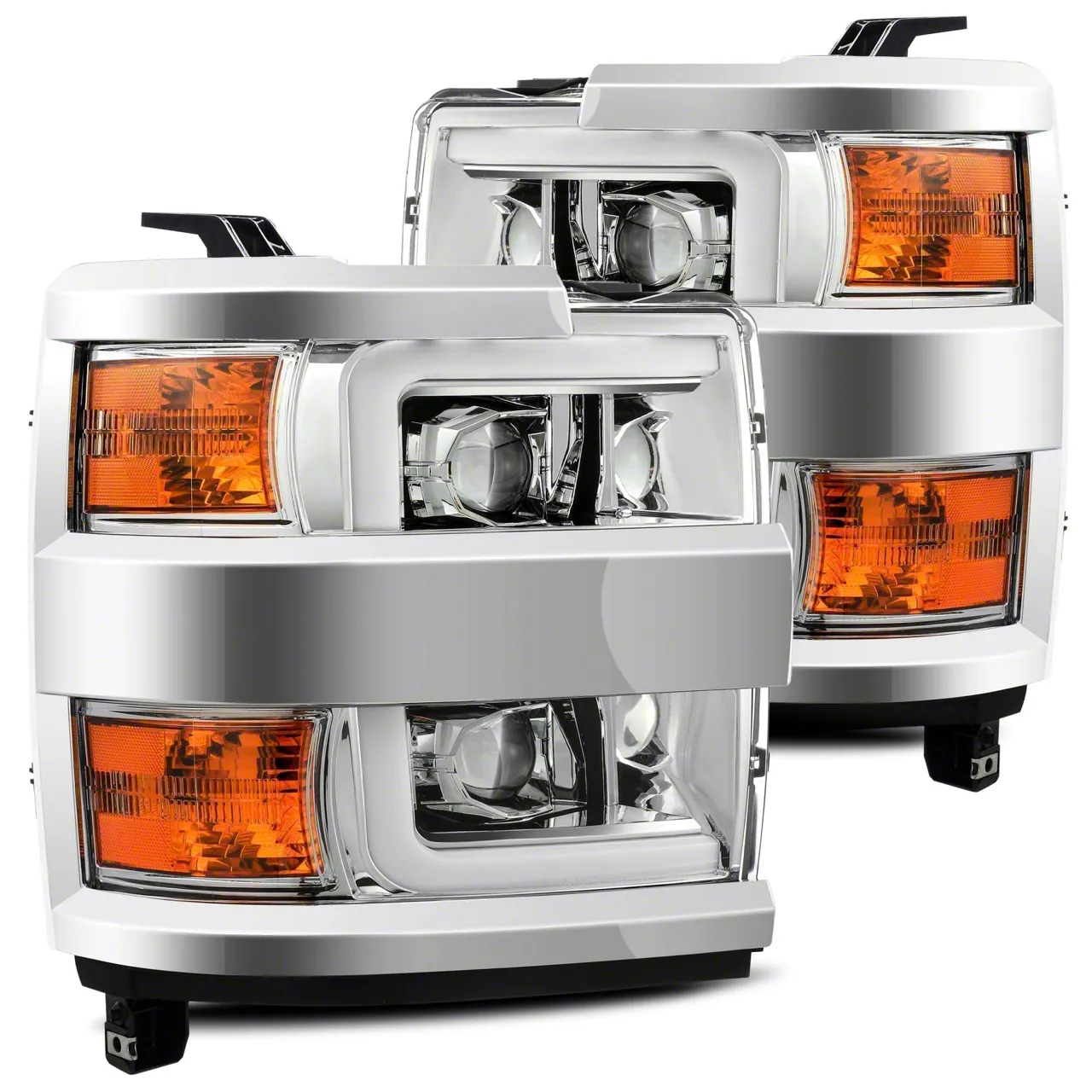 AlphaRex PRO-Series Projector Headlights; Chrome Housing; Clear Lens (15-19 Silverado 2500 HD)