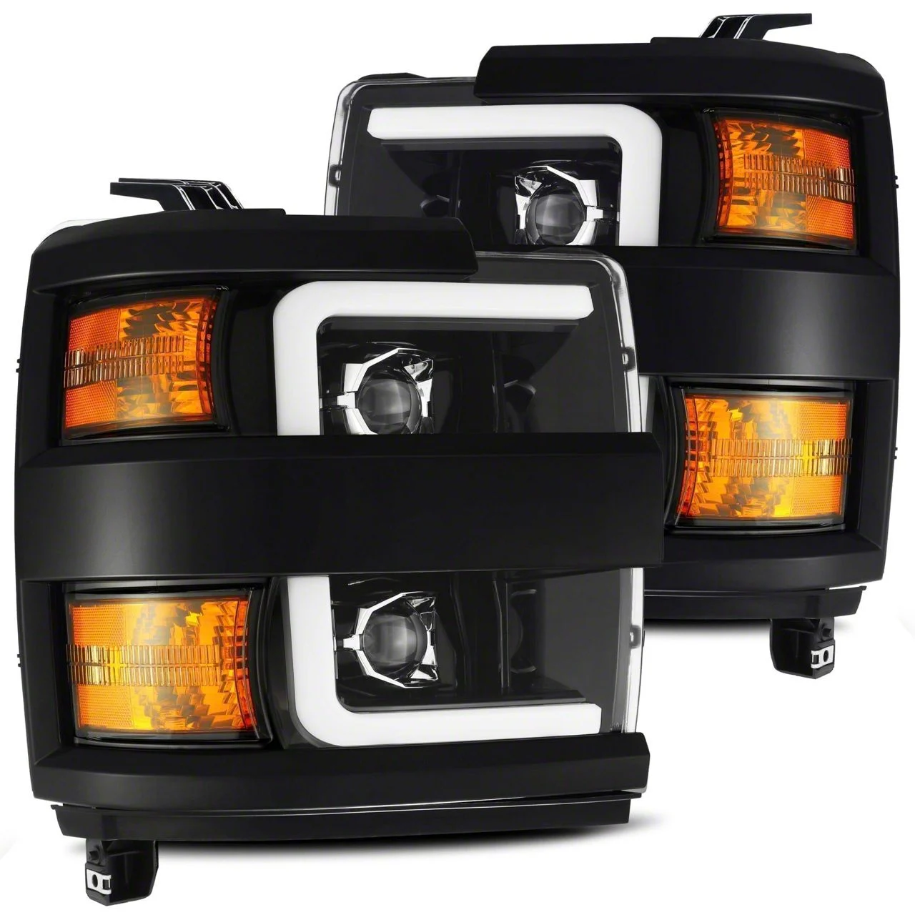 AlphaRex PRO-Series Projector Headlights; Jet Black Housing; Clear Lens (15-19 Silverado 2500 HD)