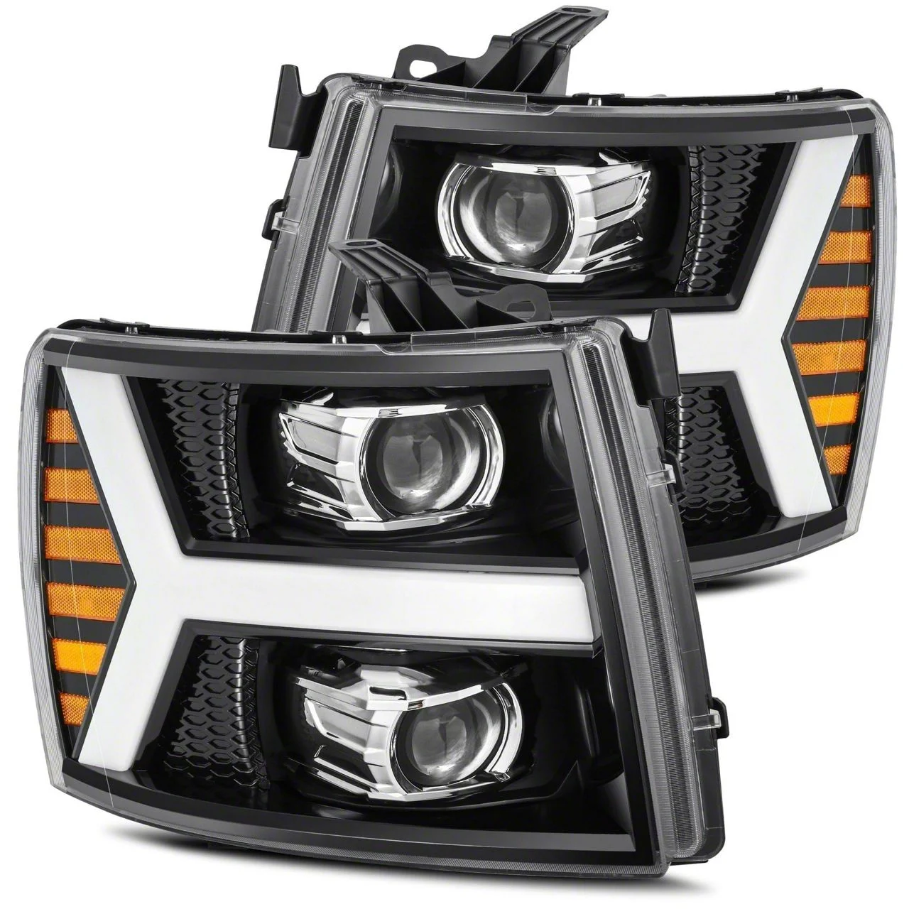 AlphaRex PRO-Series Projector Headlights; Jet Black Housing; Clear Lens (07-14 Silverado 3500 HD)