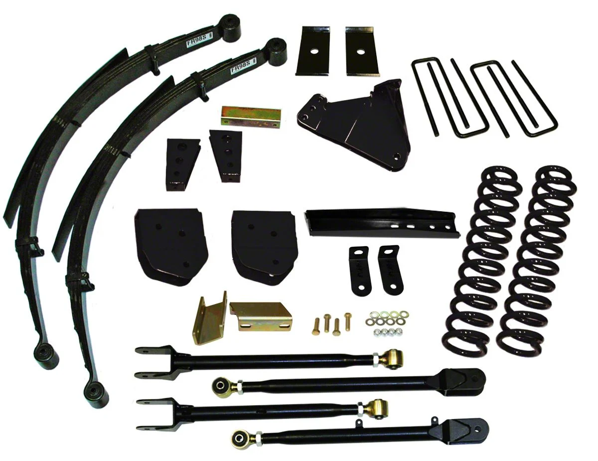 SkyJacker 4-Inch 4-Link Suspension Lift Kit with Rear Leaf Springs and Black MAX Shocks (11-16 4WD 6.7L Powerstroke F-350 Super Duty)