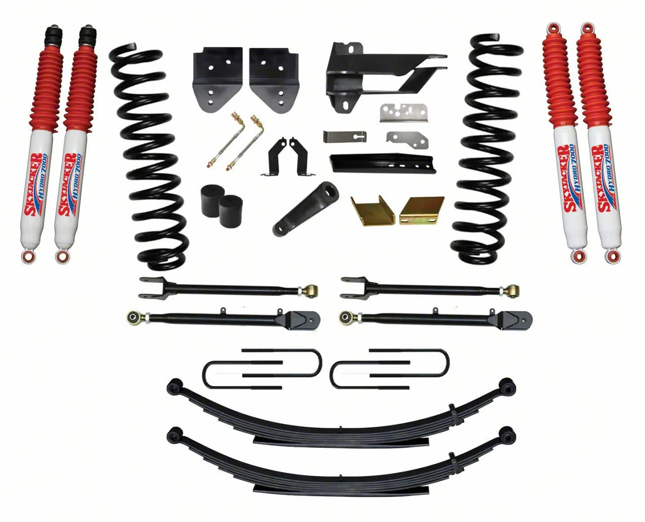 SkyJacker 6-Inch 4-Link Suspension Lift Kit with Rear Leaf Springs and Hydro Shocks (17-22 4WD 6.2L F-350 Super Duty)