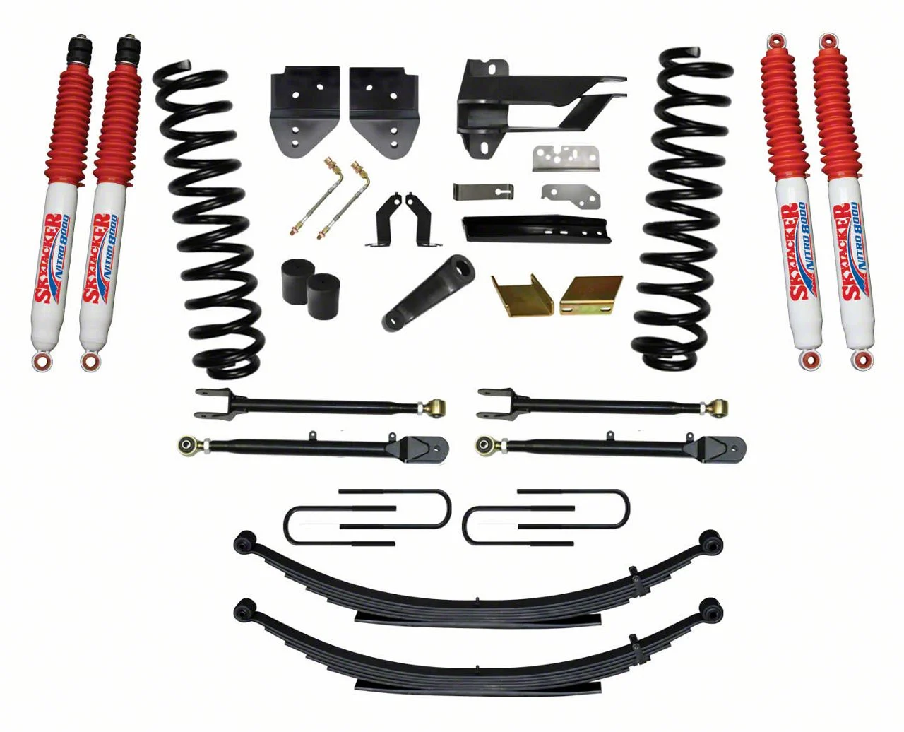 SkyJacker 6-Inch 4-Link Suspension Lift Kit with Rear Leaf Springs and Nitro Shocks (17-22 4WD 6.7L Powerstroke F-350 Super Duty)