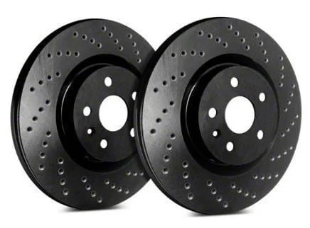 SP Performance Cross-Drilled 8-Lug Rotors with Black Zinc Plating; Front Pair (05-12 4WD F-350 Super Duty SRW)
