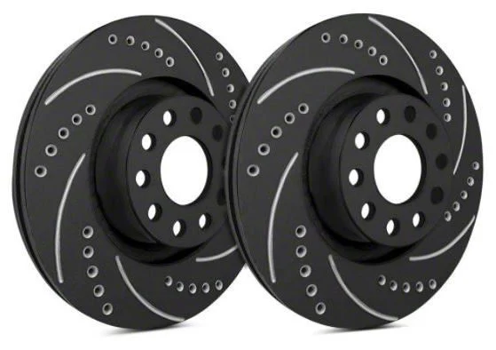 SP Performance Cross-Drilled and Slotted 8-Lug Rotors with Black Zinc Plating; Rear Pair (05-12 F-350 Super Duty SRW)