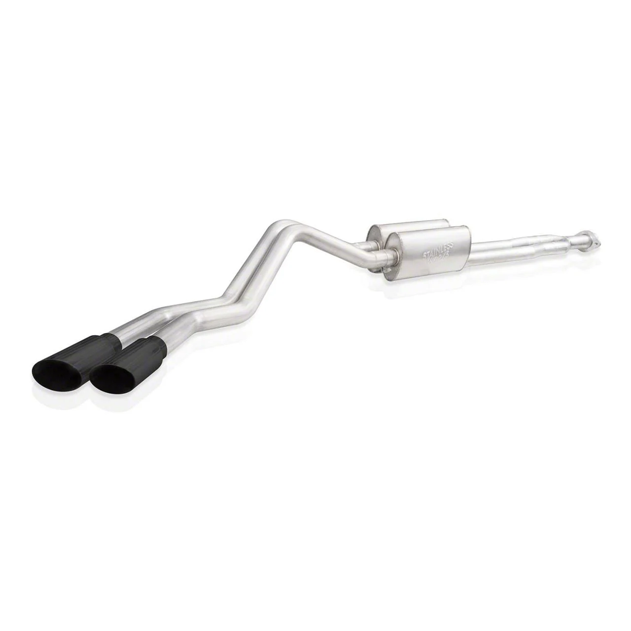 Stainless Works Legend Series Dual Exhaust System with Black Tips; Same Side Exit (20-26 6.6L Gas Sierra 2500 HD)