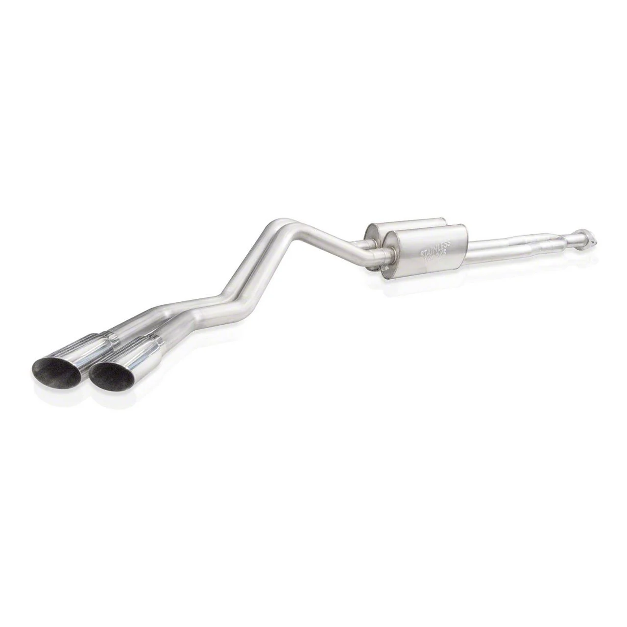 Stainless Works Redline Series Dual Exhaust System with Polished Tips; Same Side Exit (20-26 6.6L Gas Sierra 2500 HD)