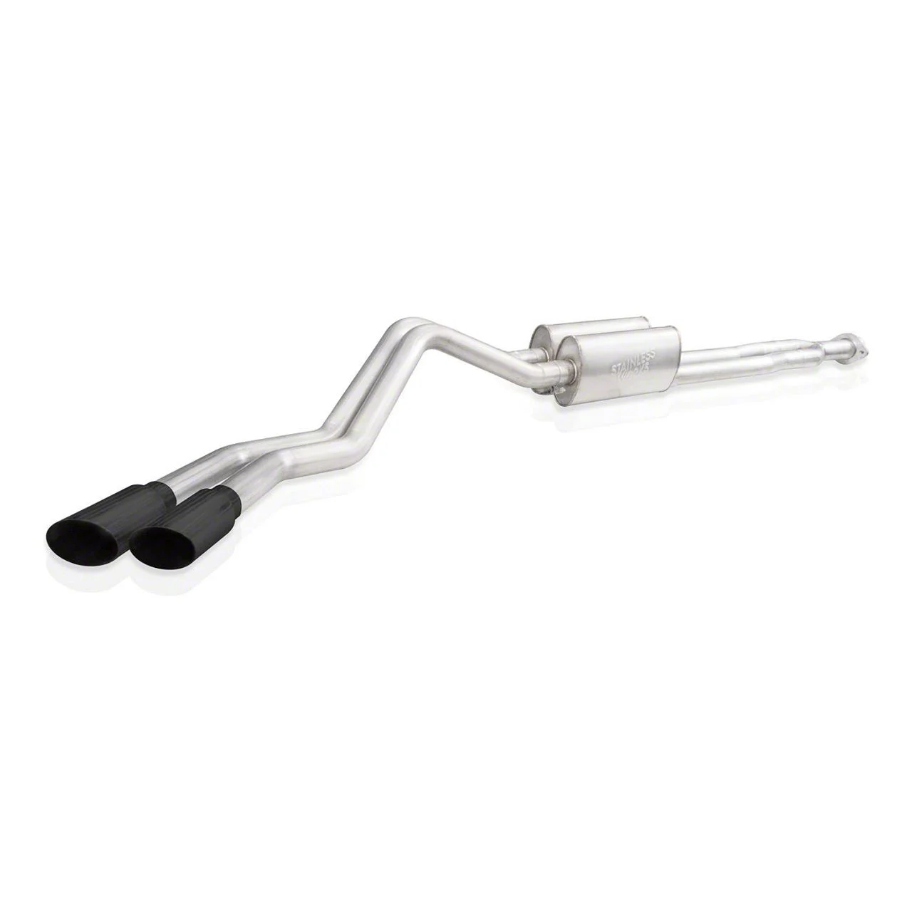 Stainless Works Legend Series Dual Exhaust System with Black Tips; Same Side Exit (20-26 6.6L Gas Silverado 2500 HD)