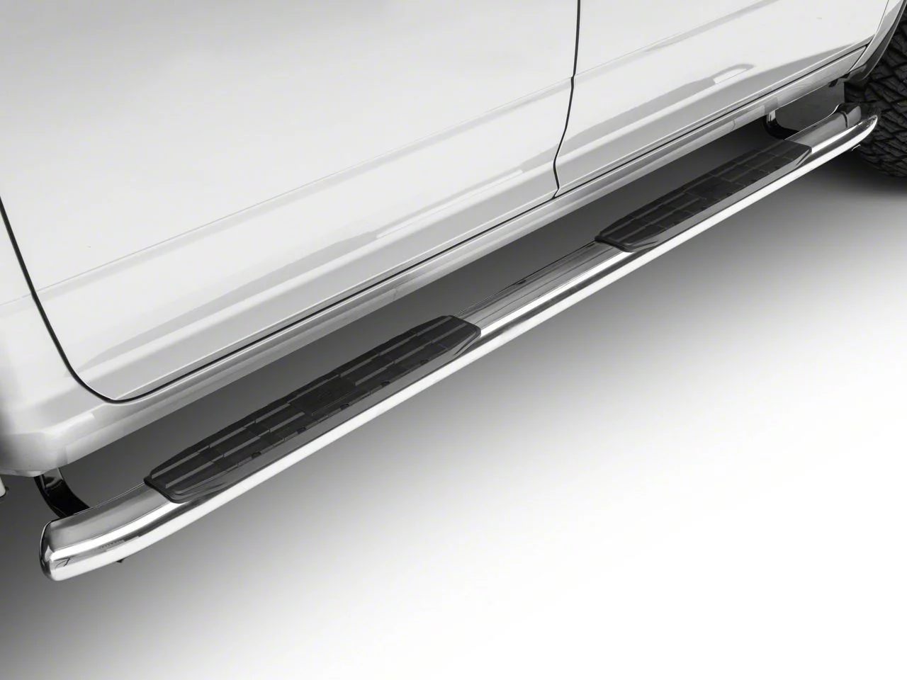 4X Series 4-Inch Oval Side Step Bars; All Stainless Steel (09-18 RAM 1500 Quad Cab, Crew Cab)