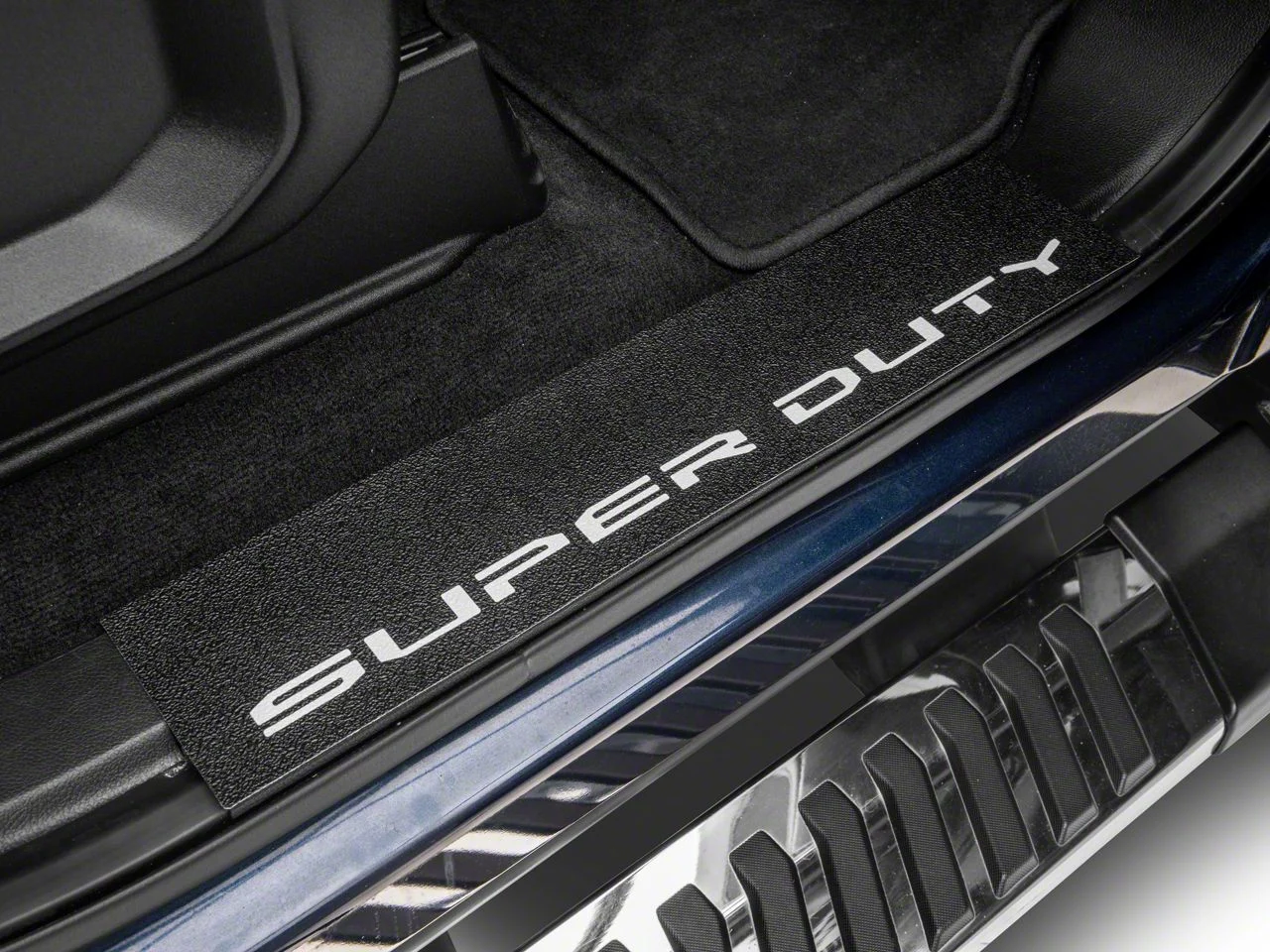 Front Door Sill Protection with Super Duty Logo; TUF-LINER Black; White (17-26 F-250 Super Duty)