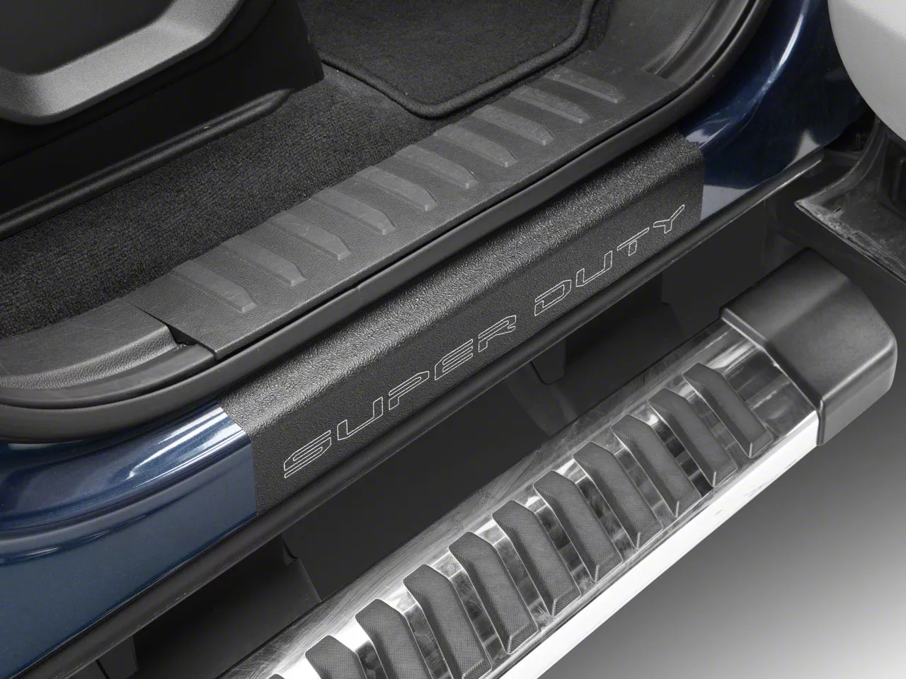 Front Door Sill Protection with Super Duty Logo; TUF-LINER Black; Black and Gray (17-26 F-250 Super Duty)