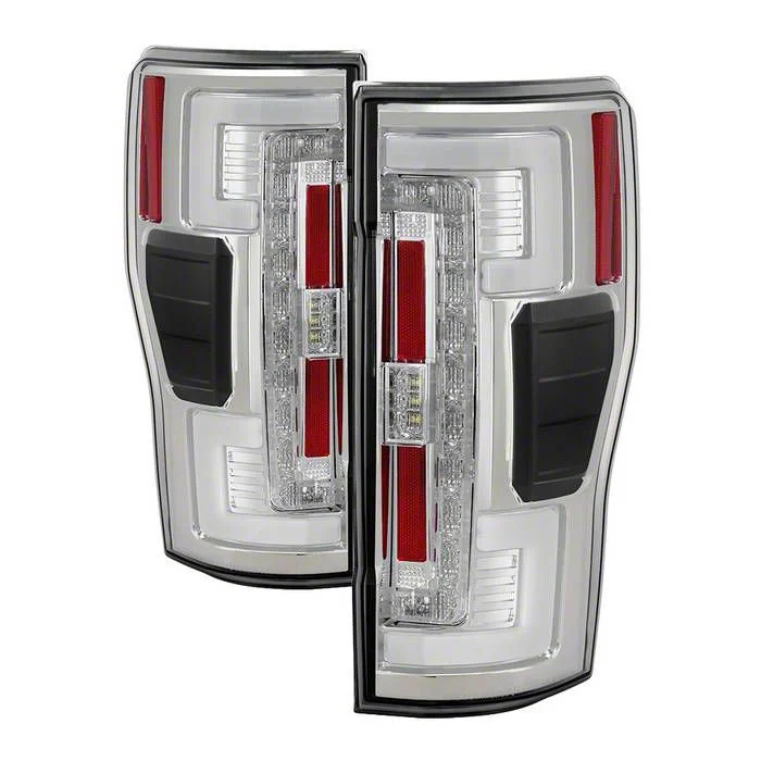 LED Tail Lights; Chrome Housing; Clear Lens (17-18 F-250 Super Duty w/ Factory LED BLIS Tail Lights)