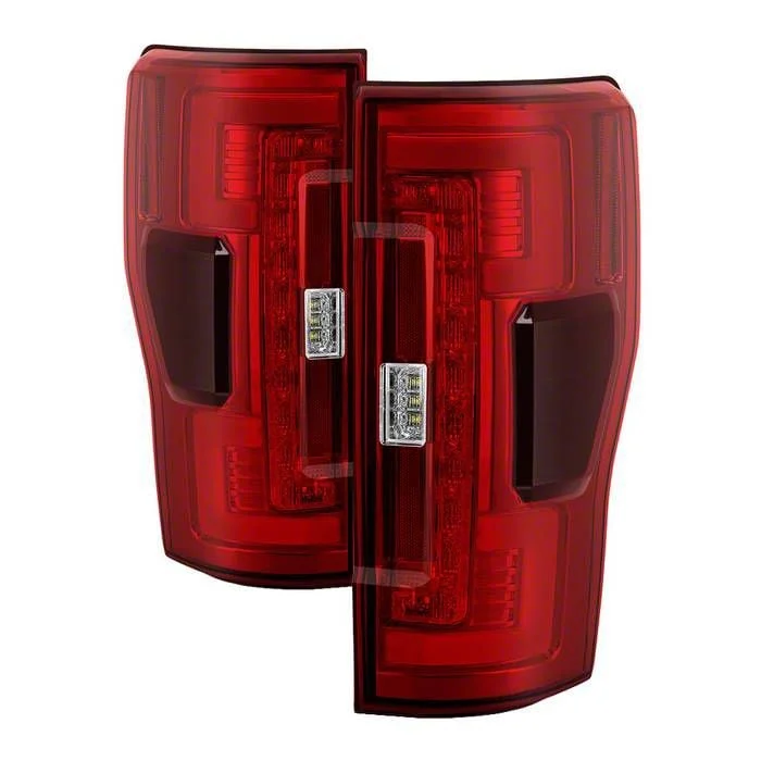 LED Tail Lights; Chrome Housing; Red/Clear Lens (17-18 F-250 Super Duty w/ Factory LED BLIS Tail Lights)