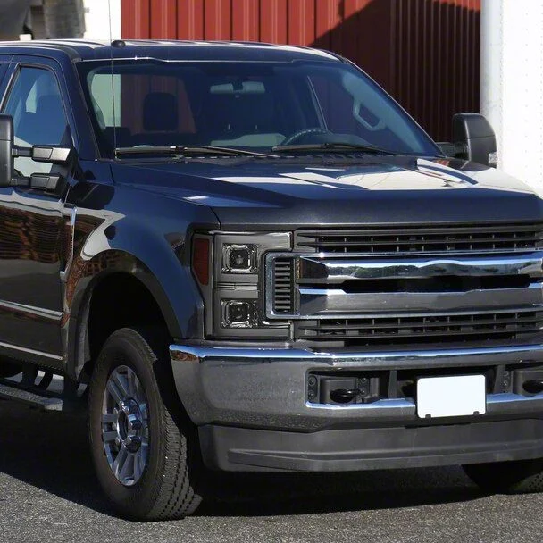 Projector Headlights with Sequential Turn Signals; Chrome Housing; Smoked Lens (17-19 F-250 Super Duty w/ Factory Halogen Headlights)