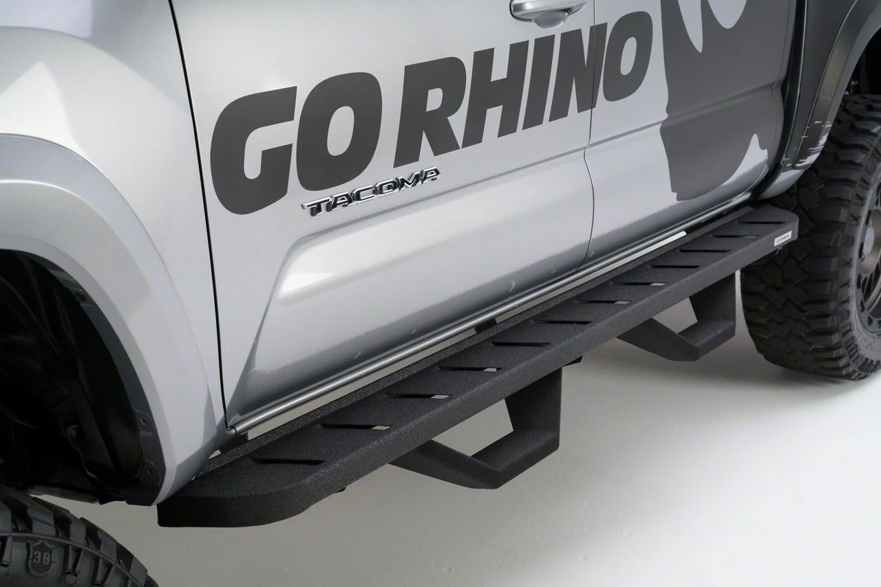 Go Rhino RB10 Running Boards with Drop Steps; Protective Bedliner Coating (17-26 F-250 Super Duty SuperCrew)