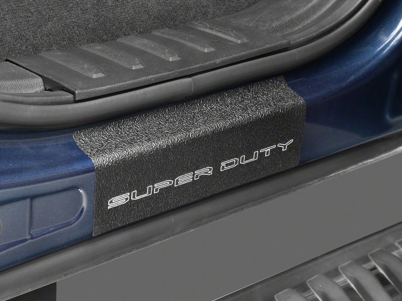Rear Door Sill Protection with Super Duty Logo; TUF-LINER Black; Black and Gray (17-26 F-250 Super Duty SuperCrew)